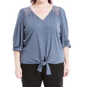 Max Studio 3/4 Sleeve Knot Front Top